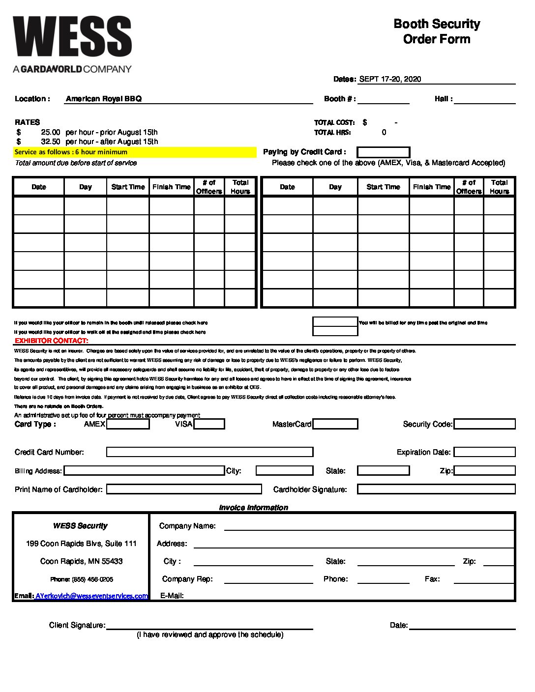 Security Services Form